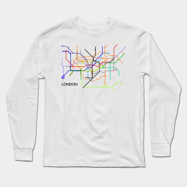 London Underground Subway Map Long Sleeve T-Shirt by 2createstuff